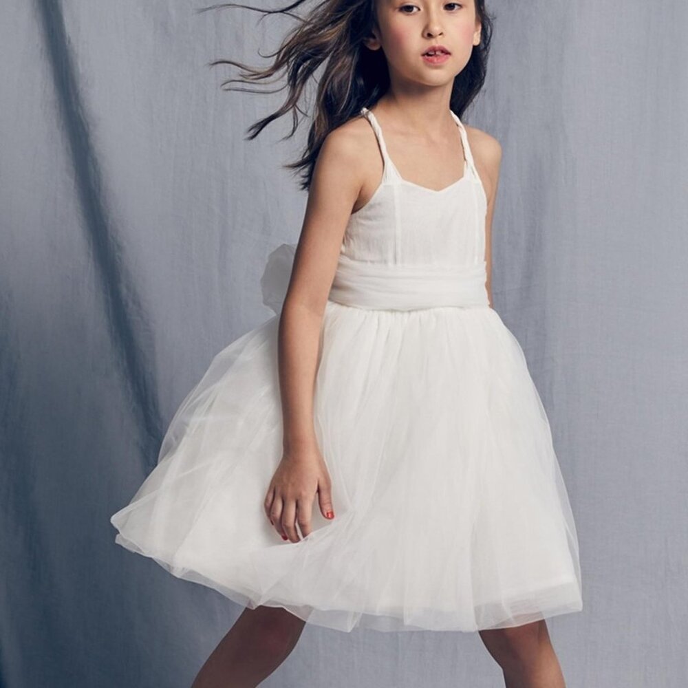Nellystella Peach Dress in Bright White Sizes 3, 12